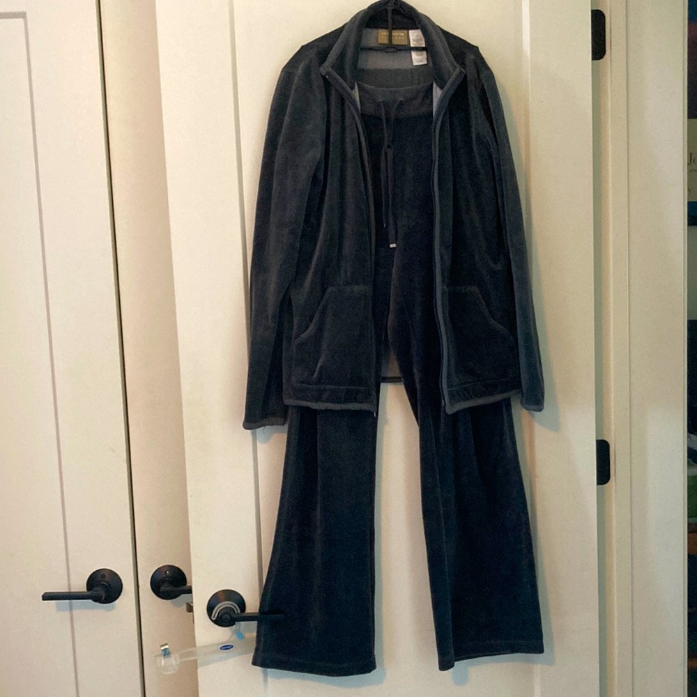 Liz Claiborne Lizwear Grey Velour Pants and Jacket